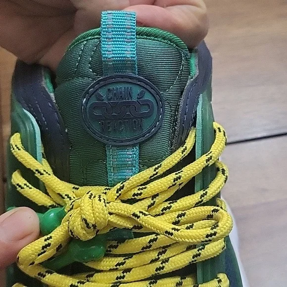 Versace Green Suede and Check Canvas Chain Reaction Sneakers Size 45 - Picture 3 of 4